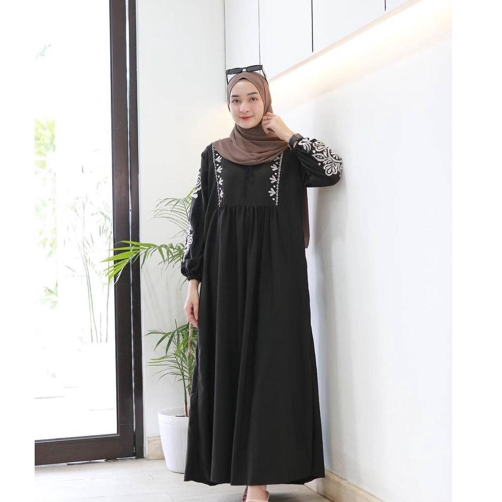 Grosir Gamis Fashion | Baju Muslim Wanita 2021 | Zivana Dress | Gamis Kondangan/ Gamis Polos Hitam /