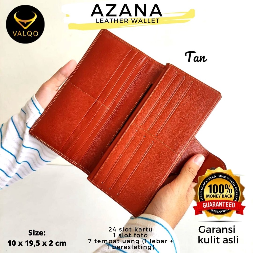 [VALQO] AZANA Dompet kulit kulit sapi 24 Slot kartu Cewek Wanita Perempuan bisa COD