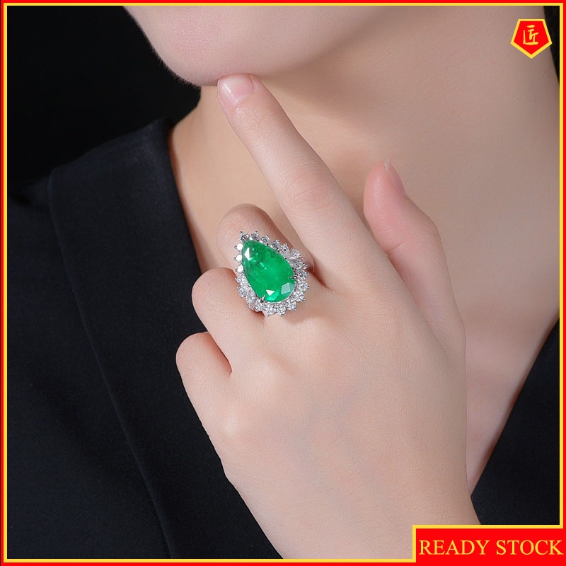 [Ready Stock]Elegant Noble Inlaid Emerald Ring