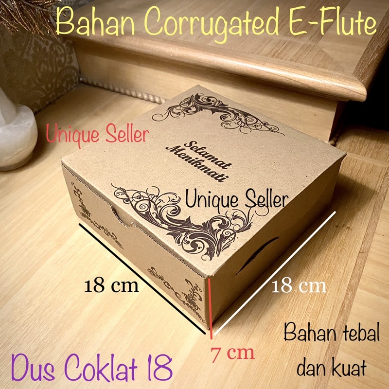 Dus Box Kotak Nasi R8 18x18x7 Eflute Selamat Menikmati MINIMAL PEMBELIAN 10 PCS / Dus Coklat 18 x 18 x 7 / Dus Box Kotak Packaging Olshop 18x18 x 7 / Dus Box Kotak Hampers 18x18x7 Corrugated EFlute