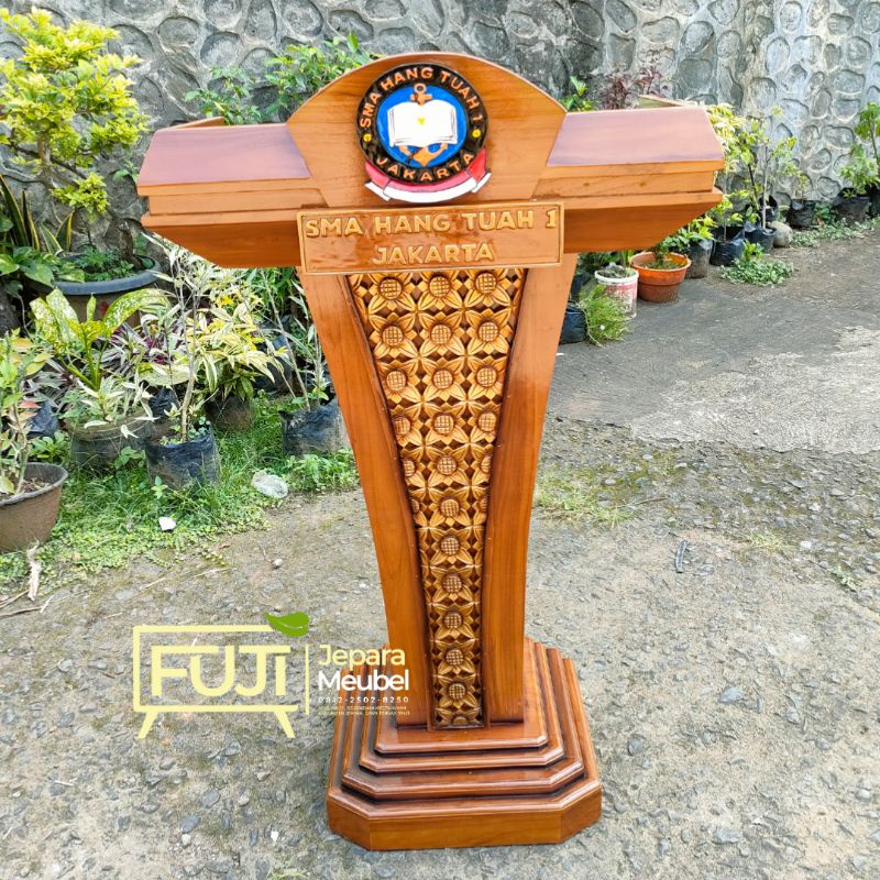 mimbar podium pidato,podium jokowi,podium sekolah,podium jati