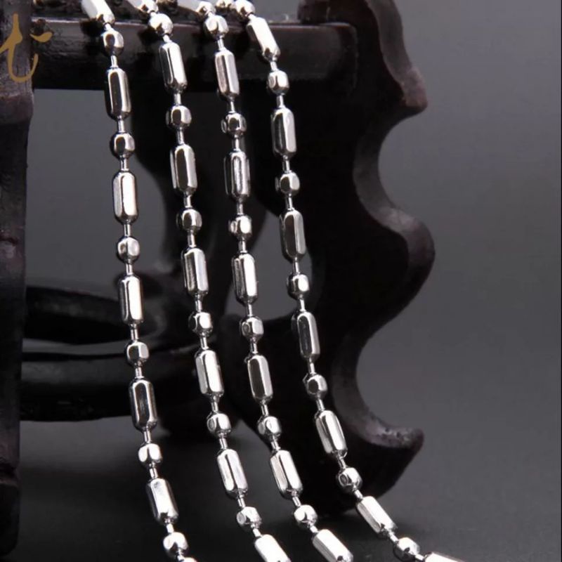 KALUNG MONEL MODEL BAMBU PANJANG WARNA SILVER 75 CM