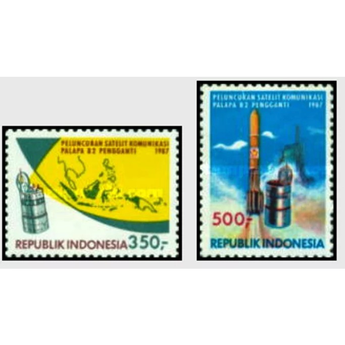 

Perangko Filateli D3 Indonesia MNH 2v 21.03.1987 Indonesia's Palapa B-2 Communication Satellite