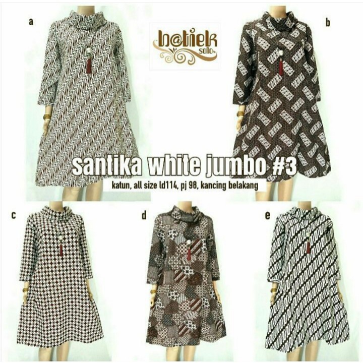  TUNIK  SANTIKA WHITE JUMBO  BATIK PREMIUM DRESS MODERN TUNIC 