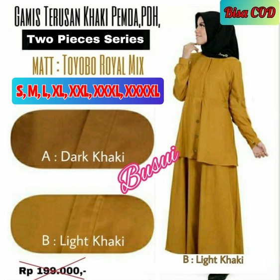 Gamis PEMDA PNS PDH Khaki seragam kerja pdl TOYOBO busui baju simple ASN jumbo polos Ori R01 syari d