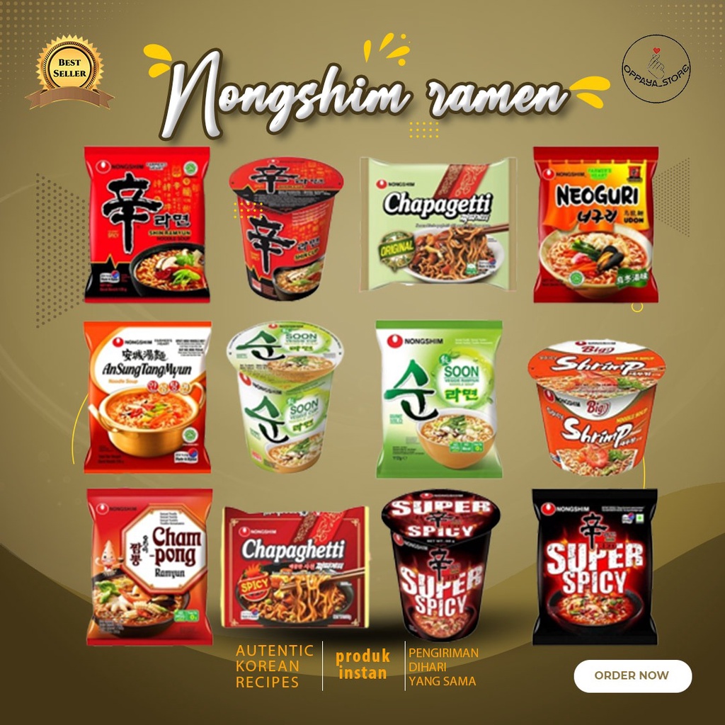 

Nongshim - Semua Varian Mie Nong Shim Korea ( Shin Ramyun/ Neuguri/ Champong/ Vege/ Angsungtangmyun/ Chapaghetti)