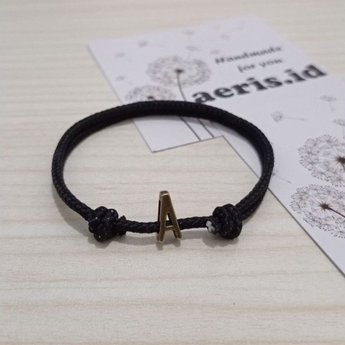 Gelang Inisial Huruf / Gelang Couple Paracord / Gelang Tali Prusik [HITAM]