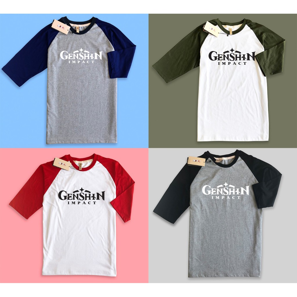 Baju Kaos Raglan Premium Genshin Impact games
