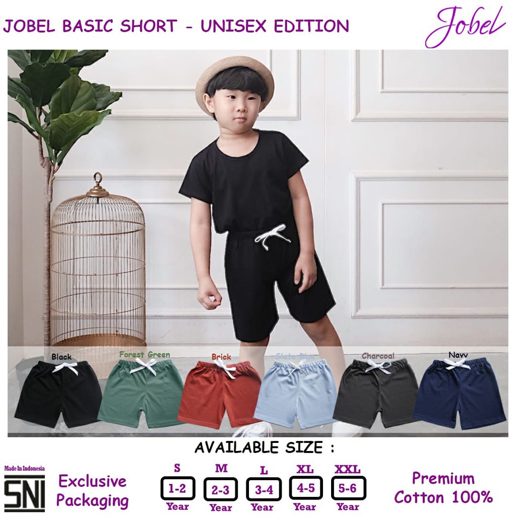Jobel Celana Pendek Anak 1-6 Tahun Basic Short Unisex Boy Laki by Kazel Arevyonlineshop
