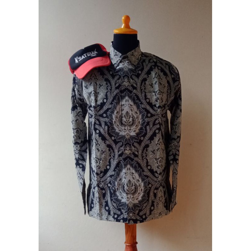 Kemeja Batik Berkualitas Warna Abu-Abu Cream Terbaru