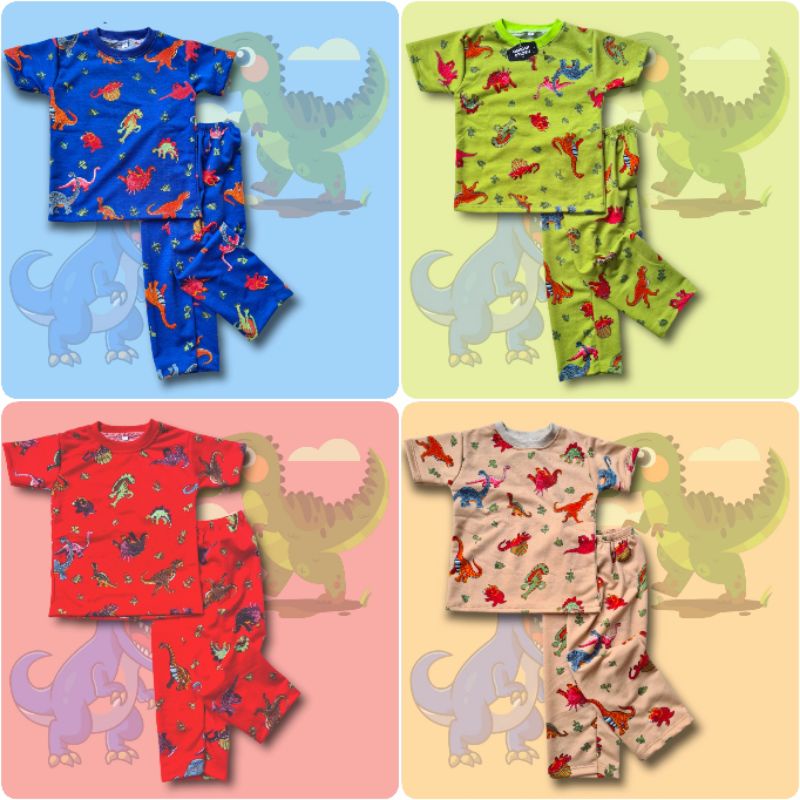 Setelan Anak Babyterry Motif HAPPY ANIMAL/ DINO Setelan Anak Kekinian SETELAN DINO