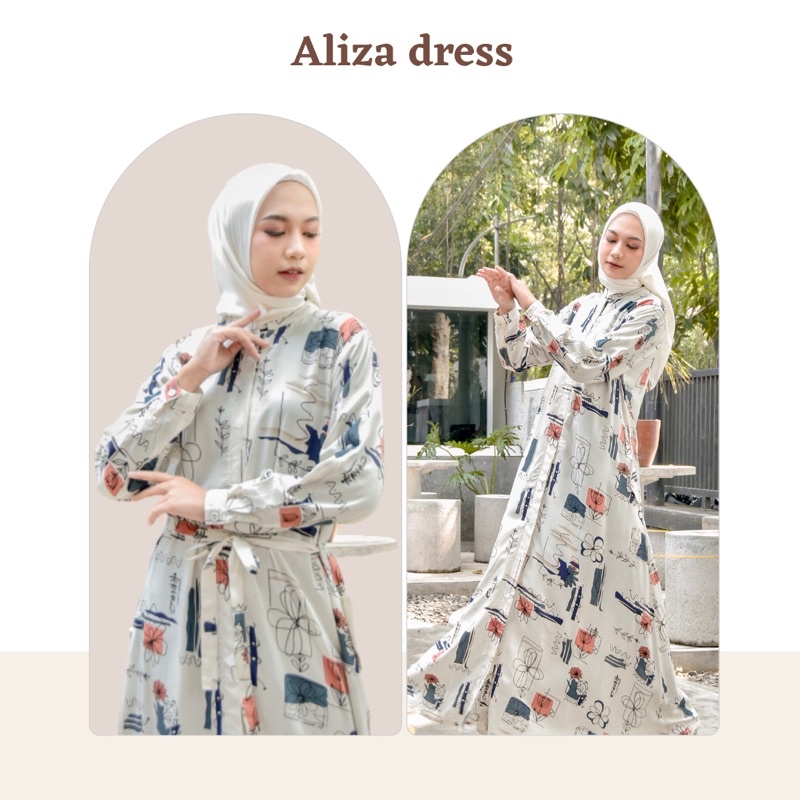 GAMIS RAYON MOTIF , GAMIS WANITA DEWASA , ALIZA DRESS