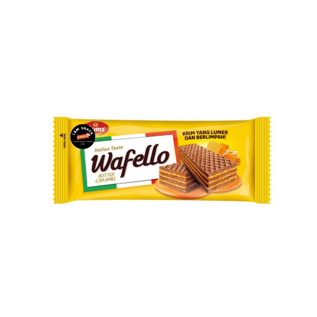 Wafello Wafer Cokelat/Caramel Eceran 1000/2000 1 Pack Isi 10 pcs