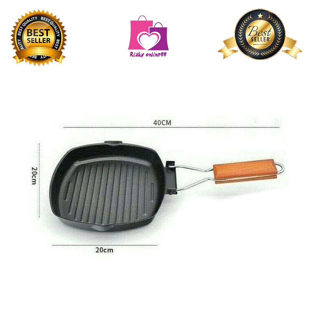 rizkyonline wajan lipat serbaguna square grill pan teflon panggangan