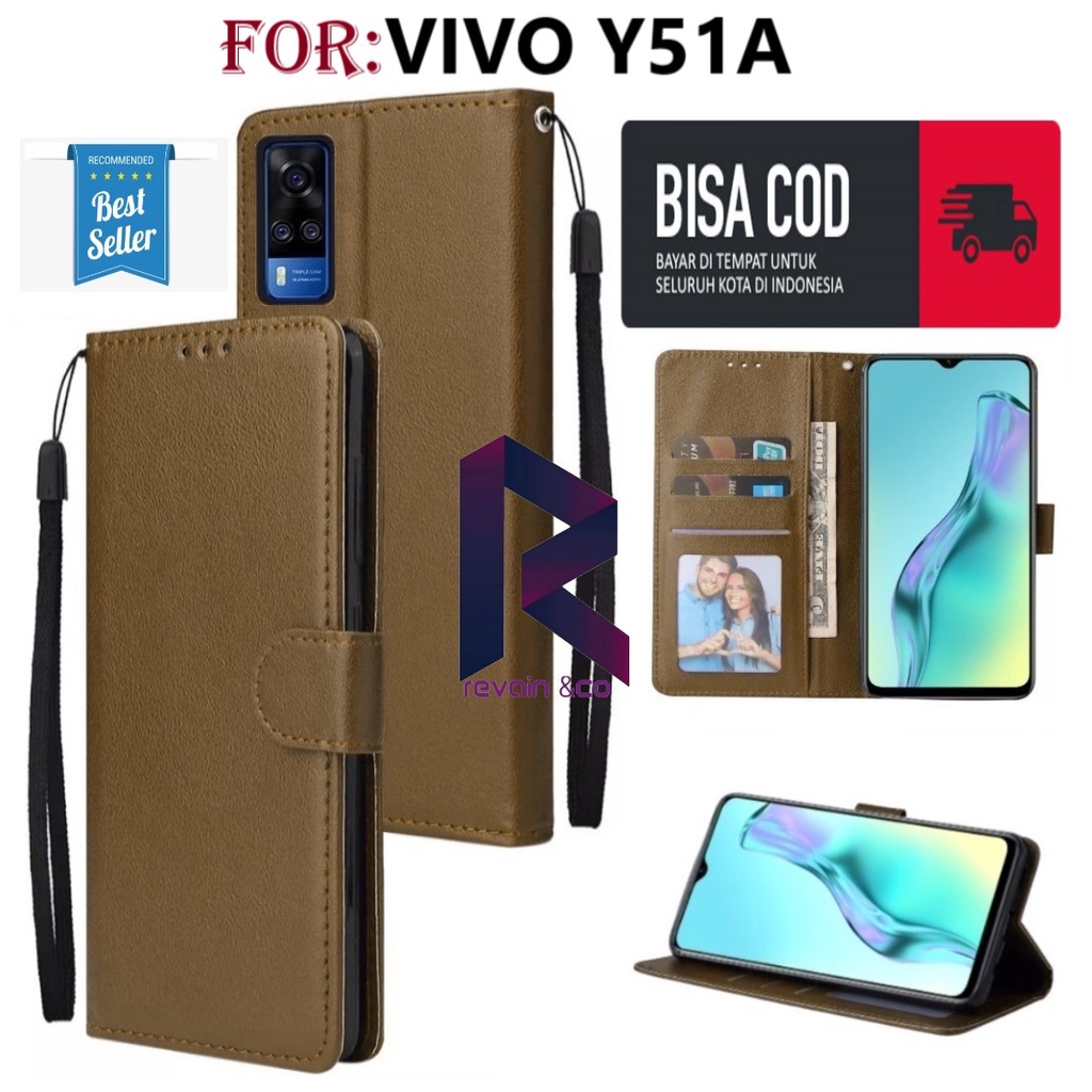 FLIP COVER VIVO Y51A CASING DOMPET FLIP WALLET LEATHER KULIT PREMIUM SARUNG BUKA TUTUP FLIP CASE VIVO Y51A