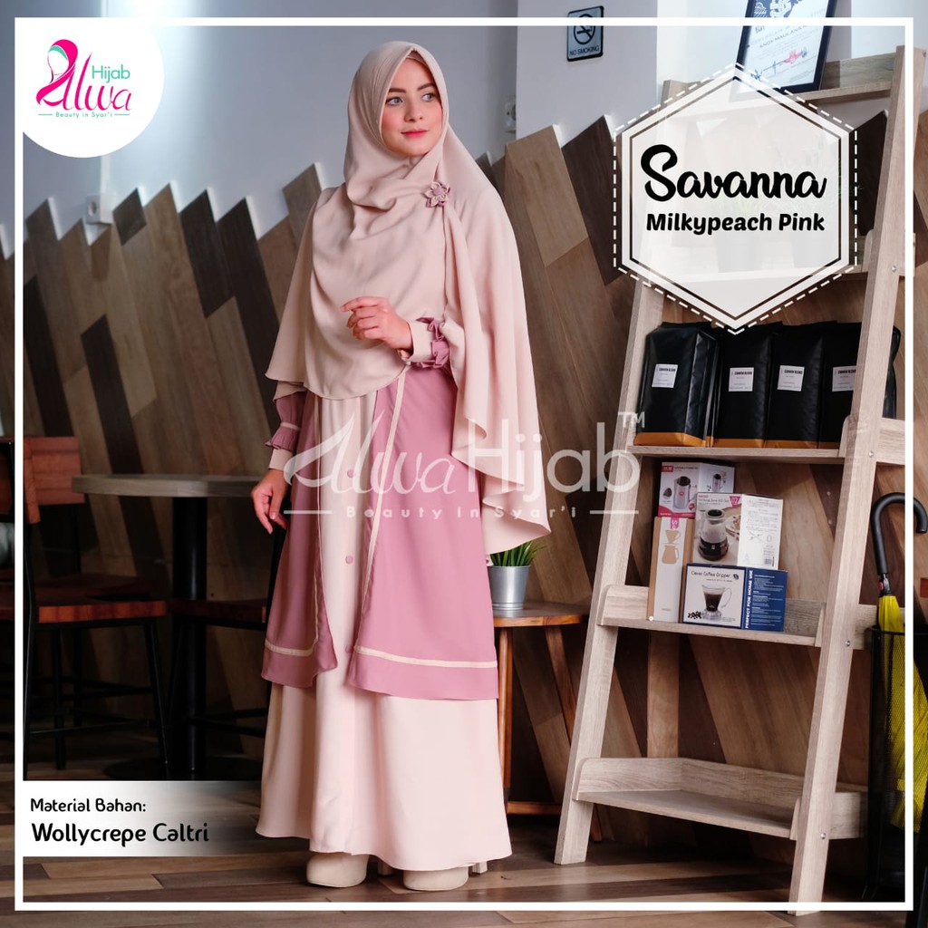 Gamis Savana Alwa Hijab Warna Milkypeach Pink Shopee Indonesia