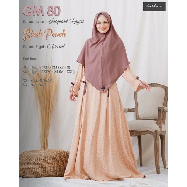 Sale termurah Gamis Haitwo set jilbab GM 80 peach dan turqoise