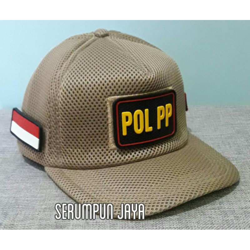 TOPI SATPOL PP - TOPI POL PP - TOPI POL PP JARING DOUBLE MESH 3PATCH VELCRO KREM