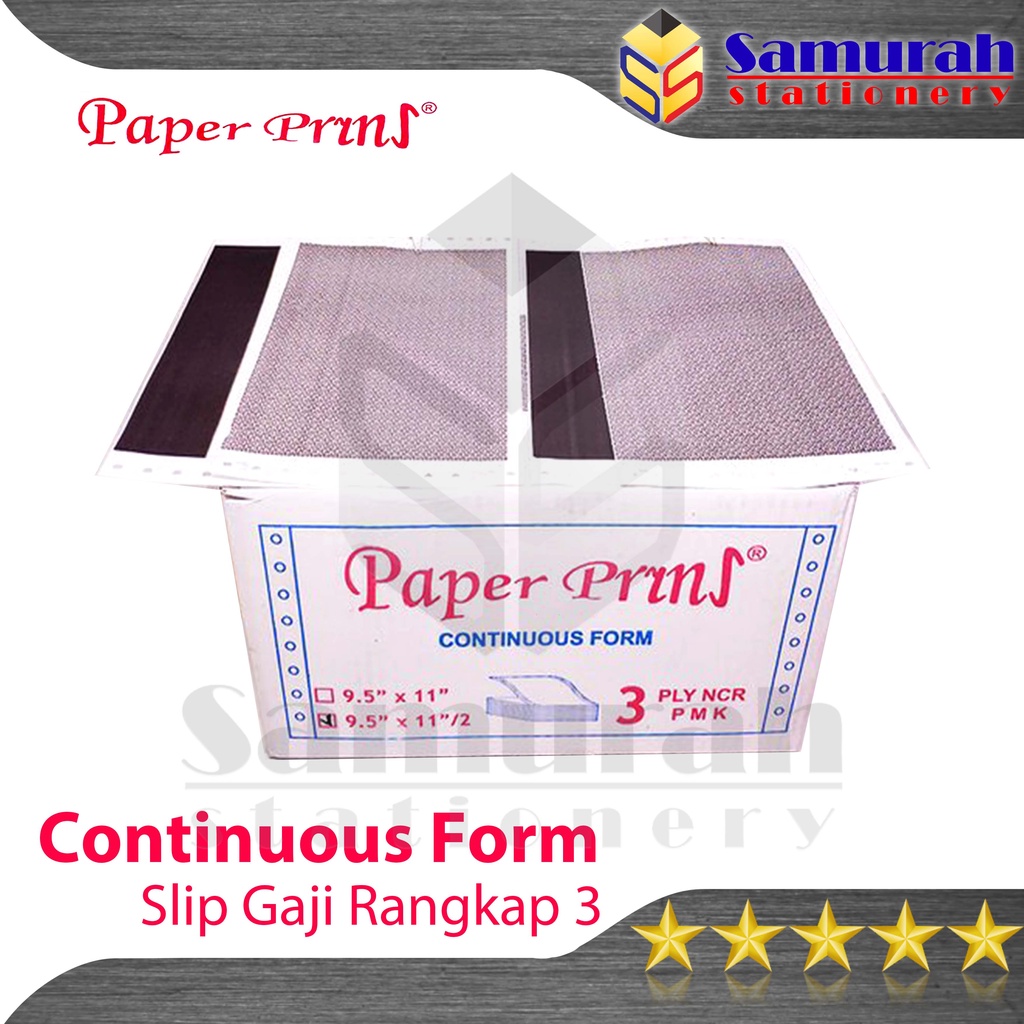 

Kertas Continuous Form Paper Prins 9,5 x 11" Slip Gaji 3 Ply NCR / Kertas Komputer Karbon PaperPrins Rangkap 3 / CF Paperpryns 3 Ply Carbonize