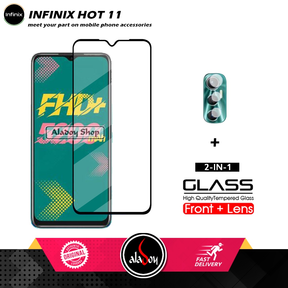 PAKET 2 IN 1 Tempered Glass Layar Infinix Hot 11 2021 + Tempered Glass Camera