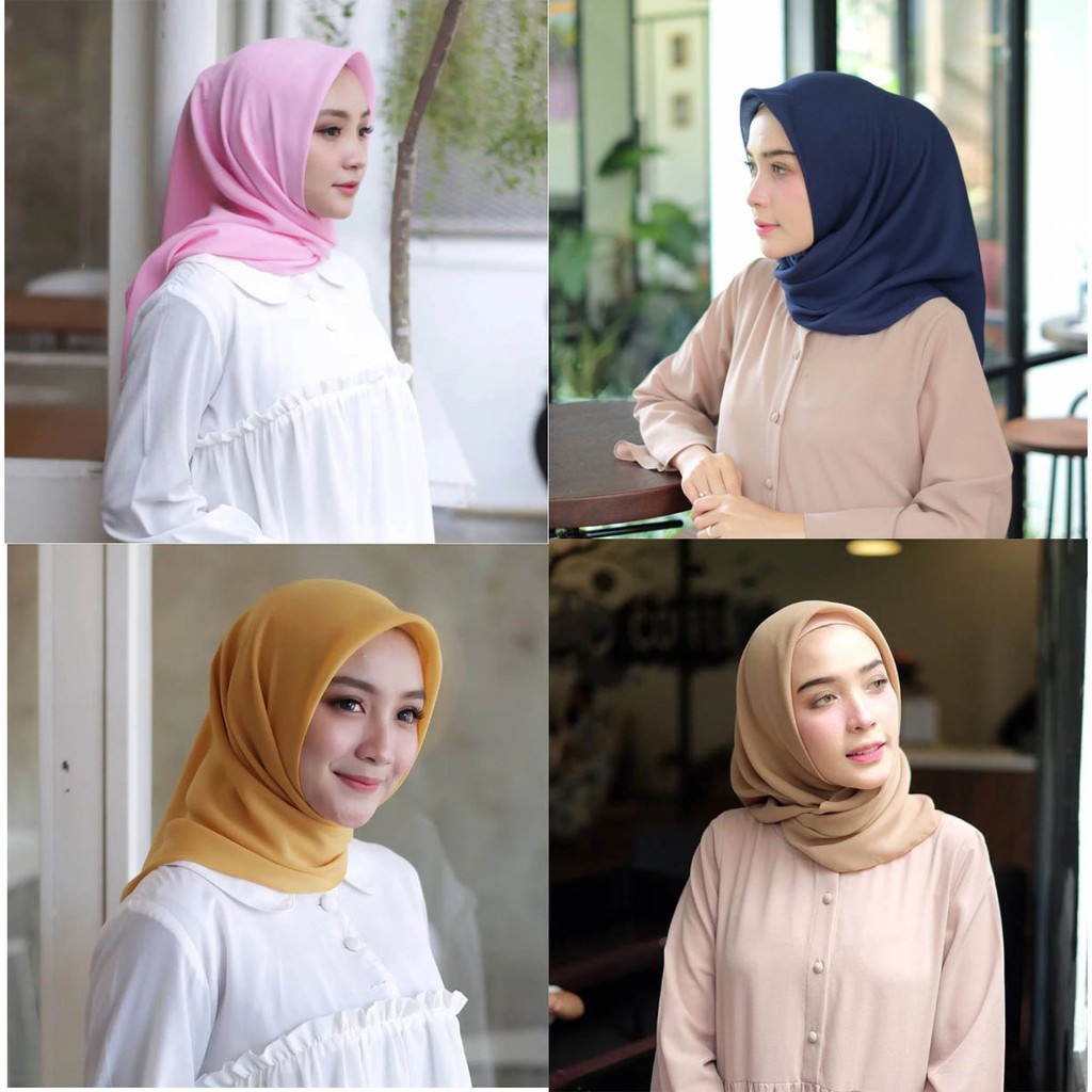 KERUDUNG BELLA SQUARE JILBAB SEGI EMPAT TEPI NECI LAUDYA DAILY PREMIUM POLOS POLLYCOTTON PROMO HIJAB