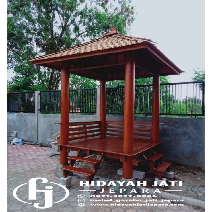 Gasebo kayu kelapa minimalis saung taman