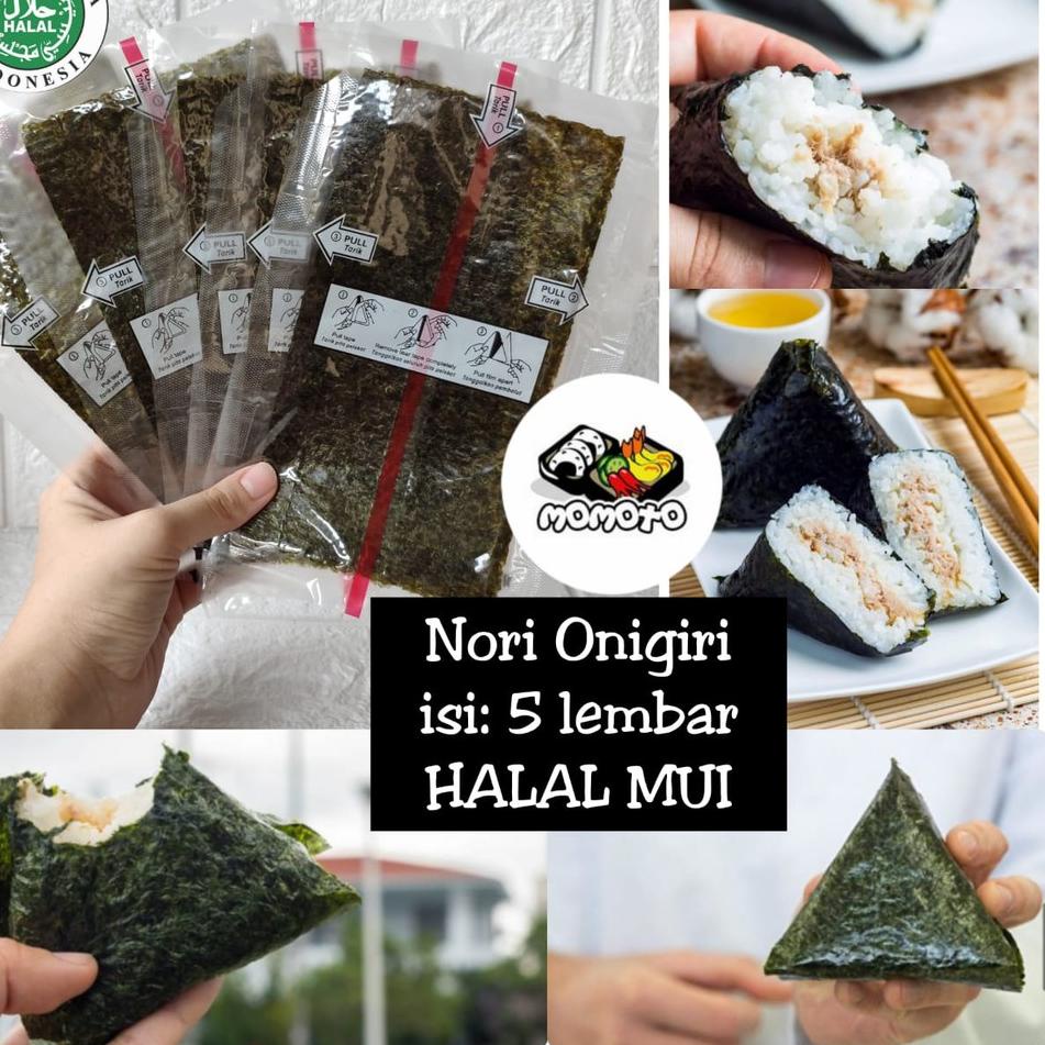 

R-UAT) ☀) Nori Onigiri Wrapper Halal MUI 5 lembar / Rumput Laut Import untuk Nasi Kepal Triangle Sushi Nori ★★★★★)