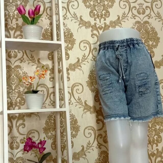 Celana Pendek Wanita HOT PANTS JEANS SOBEK RAWIS Standart dan JUMBO