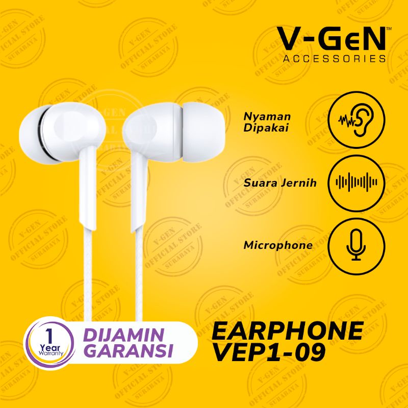 Headset Murah V-GeN VEP1-09 Wired Handsfree Earphone Headset Original HD Sound