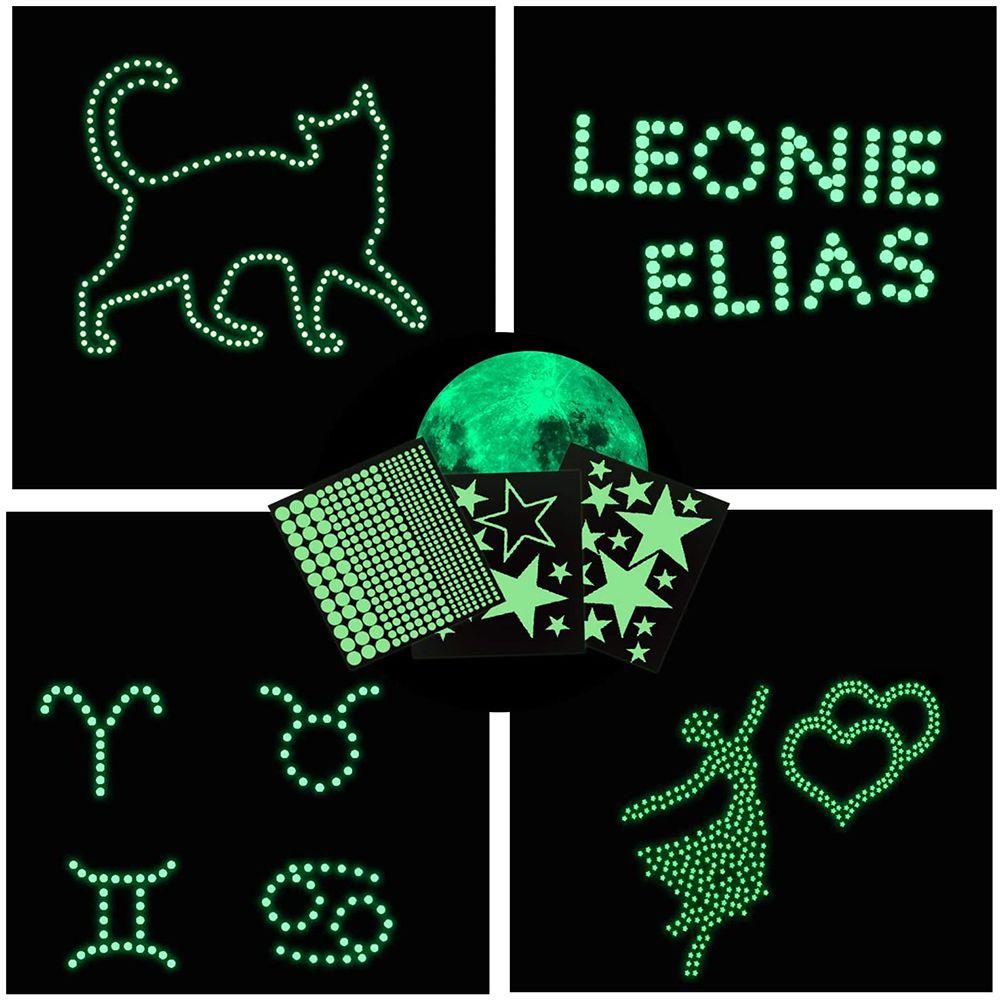 Solighter 435pcs Stiker Dinding Hadiah Anak Mural Glow In The Dark Neon Dots