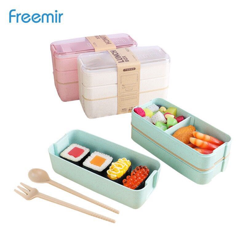 (COD) Lunch Box 3 susun / Lunch box set lengkap / Tepak Makan / Kotak Bekal