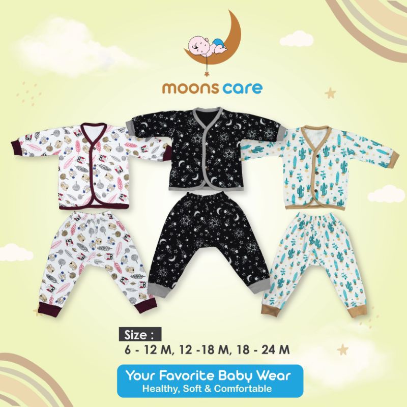 MOONS Stelan Panjang Newbron Buka Kaki Stelan Baru Lahir Baju Bayi Stelan MOONS