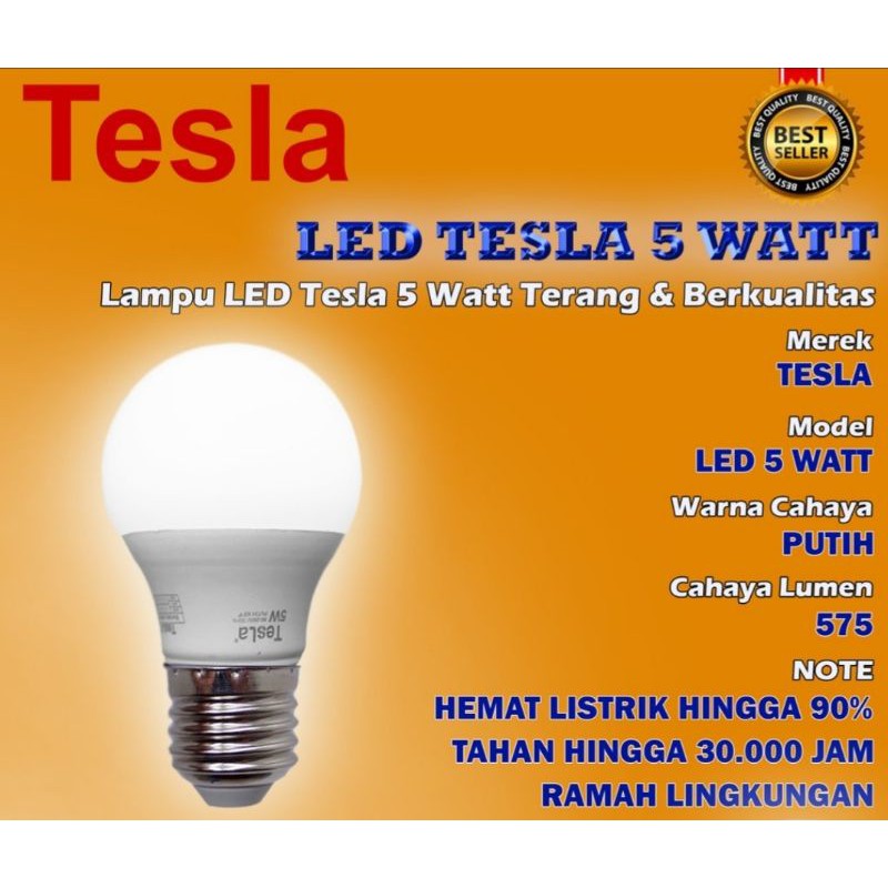 Promo Lampu led Tesla Classic 5w terang