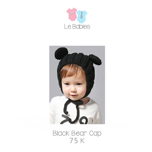 Bear cap in white choco black red ivory