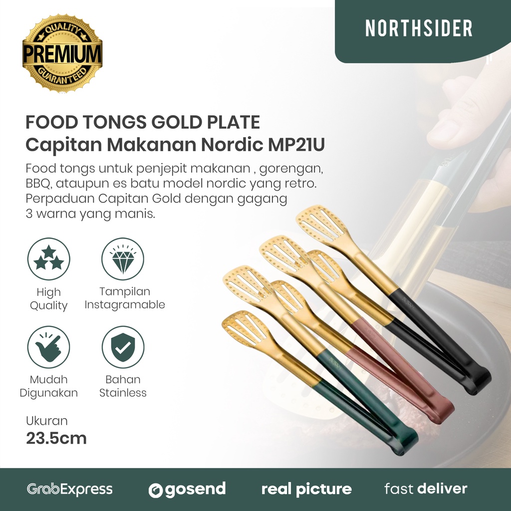 FOOD TONGS 23.5VM CAPITAN MAKANAN NORDIC STYLE GOLD PLATE MP21U