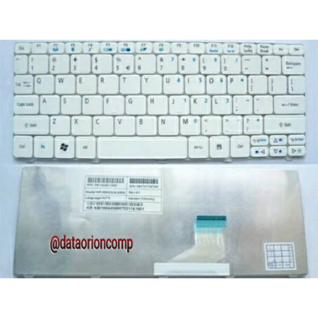 Keyboard putih Acer aspire one 532 AO532 532h 521 D255 D260 D270 NAV51 NAV70 Emachines 350 Happy 2Putih