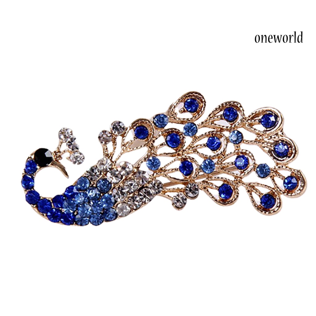 OW@ Brooch Pin Shiny Lovely Women Fashion Peacock Shape Collar Pin for Wedding