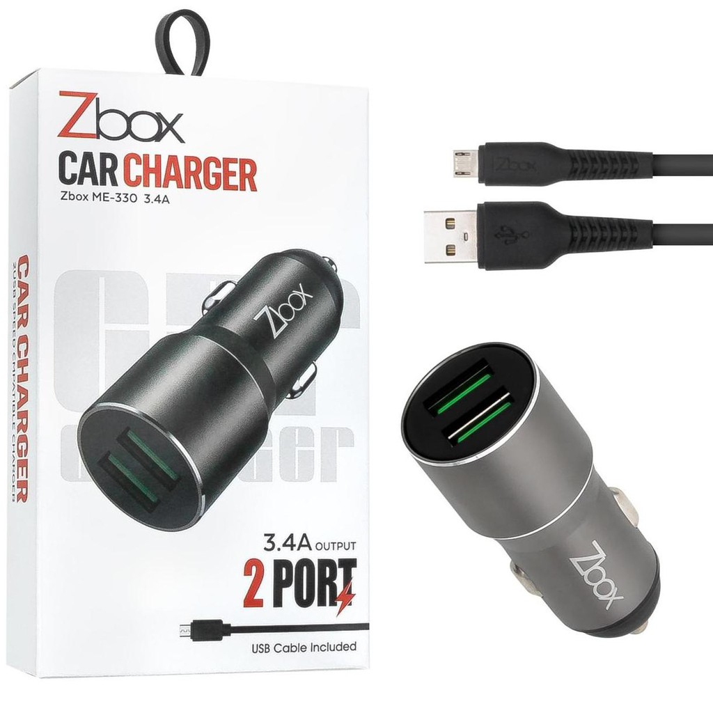 Saver Charger plug in Mobil car charger ZBOX ME-330 3.4A 2 USB fast charging 3.4A