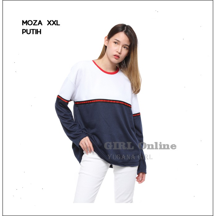 Promo MOZABajuBlouseAtasanXXLJumboMurahWanitaKekinian-Putih,XL