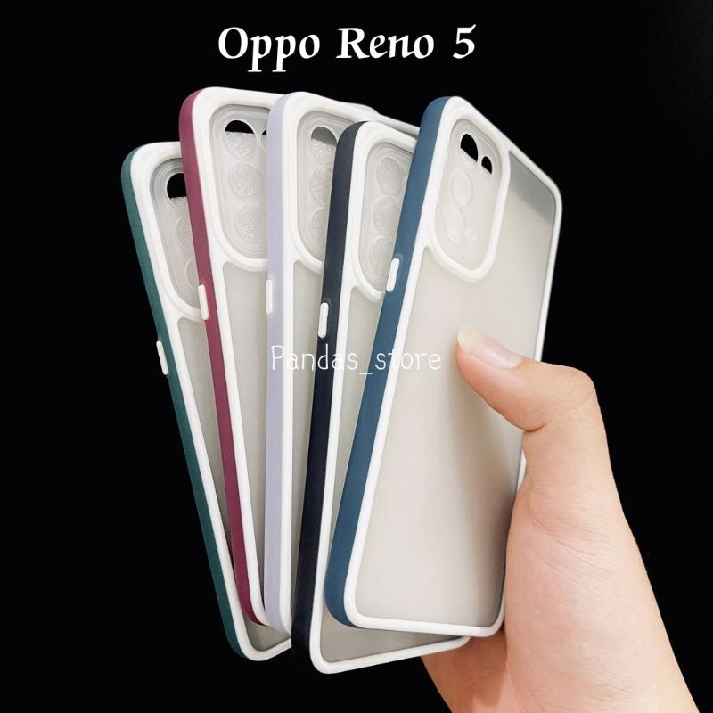 Pro Hybird Oppo Reno 5 Softcase Halus dan Elegan / Pinggiran Garis Putih Keren (Pandas)