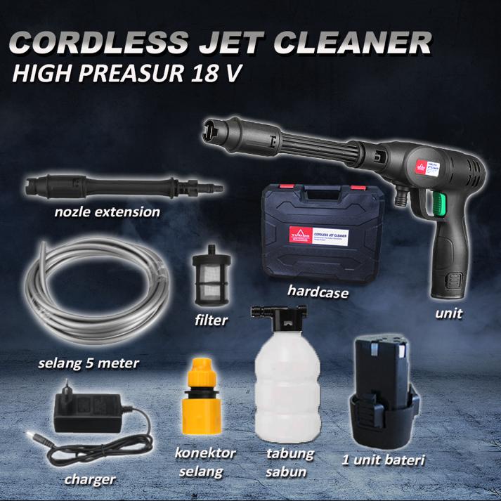 PROMO KEMERDEKAAN !!! BISA COD MESIN CUCI MOBIL STEAM MOBIL/MOTOR CORDLESS-YUKIDO JET CLEANER 18V 1 BATERAI