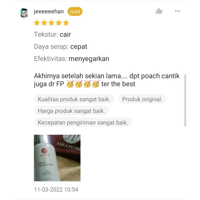 FAILA PUTRI TONER BRIGHTENING With Alpha Arbutin / toner pemutih FP BPOM