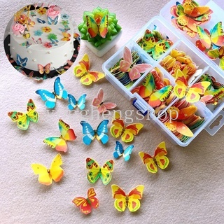 100 / 360pcs Topper Kue Bentuk Bunga Butterfly Untuk Dekorasi Pesta Pernikahan