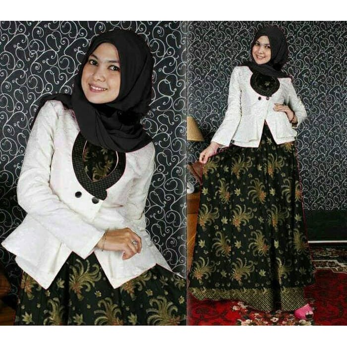 pakaian Gaun muslim ibu islami sdf og setelan st hijab HASANAH HITAM / baju muslim wanita dress untu