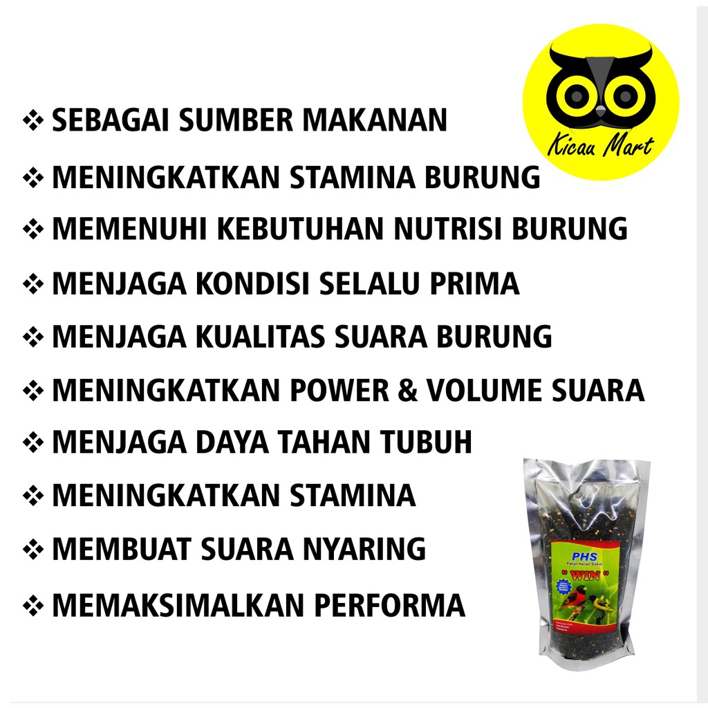 PAKAN MAKANAN HARIAN BURUNG SISKIN BIJI MILLET MILET PHS WIN JAYA MANDIRI KEMASAN PLASTIK PKSISJM