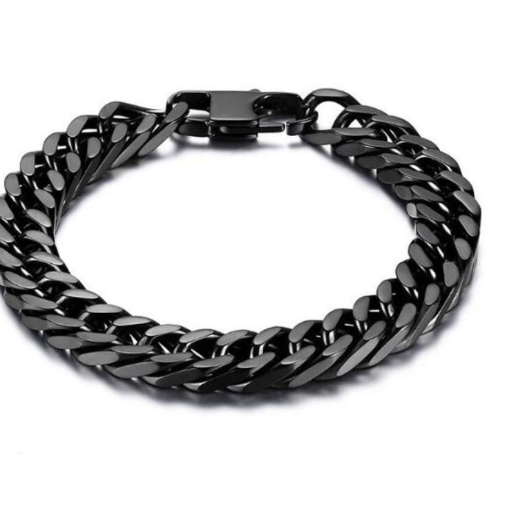 Serba Hemat [COD]GELANG TITANIUM RANTAI BAJA BLACK PRIA MACHO