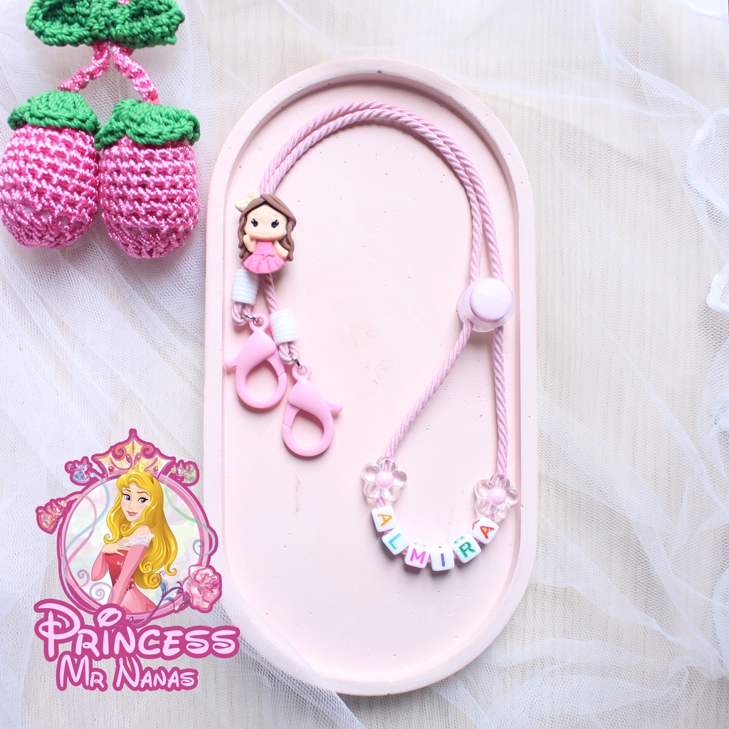 2 in 1 Tali Strap Masker FREE NAMA Dan BONEKA Princess Anak-anak Perempuan