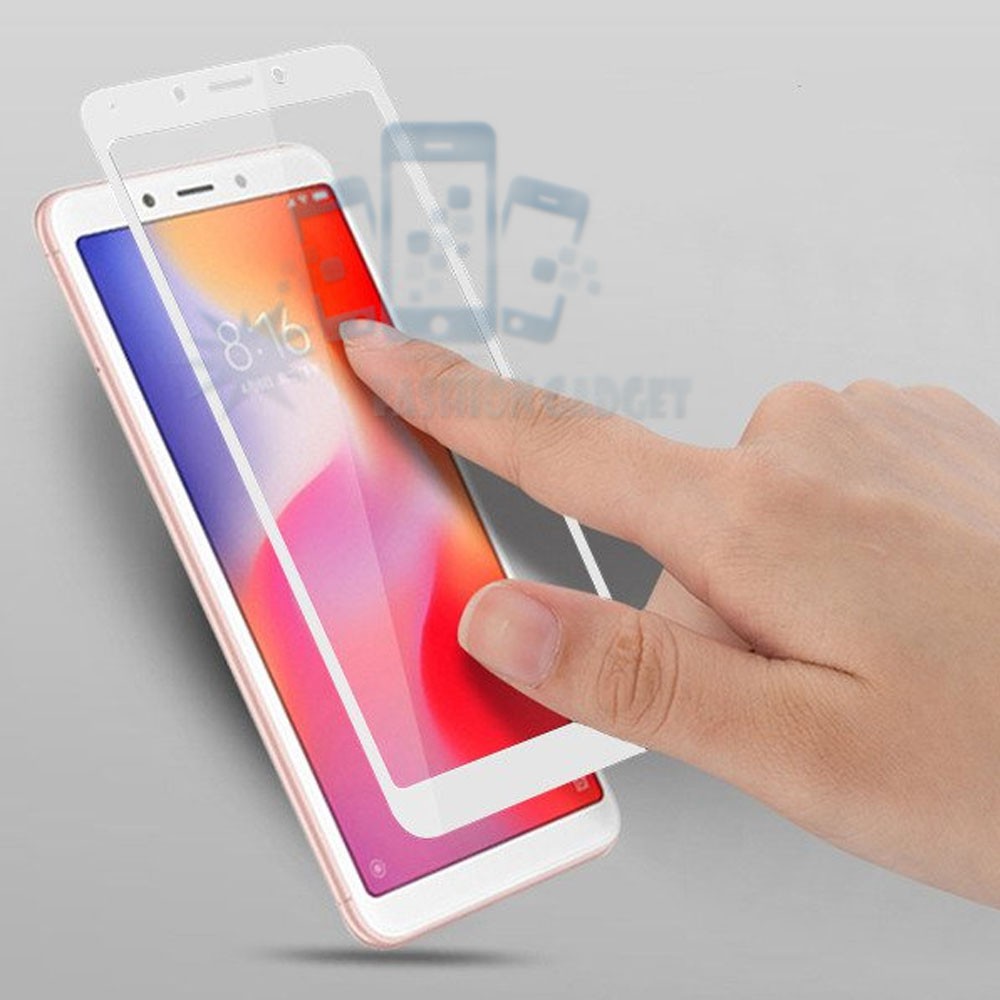 Tempered Glass Xiaomi Redmi 6A Full Colour Bagian Depan Anti Gores Kaca Screen Guard Pelindung Layar