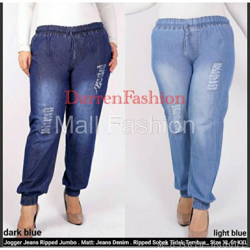 bawahan wanita jogger ripped jumbo jeans