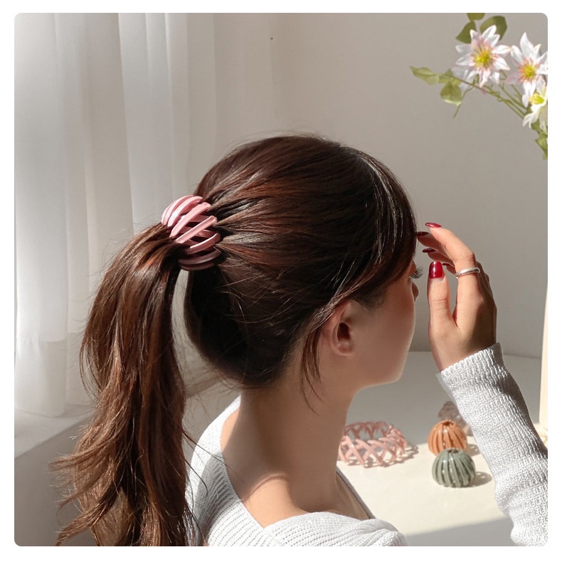 Korean Ins Simple Style Solid Color Creative Bird's Nest Horsetail Buckle Hairpin Hair Accessories for Women